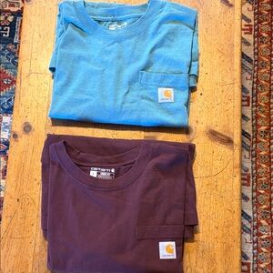 Carhartt Pocket Tee Duo in Teal and Plum
